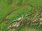 Switzerland Satellite + Borders 640x480